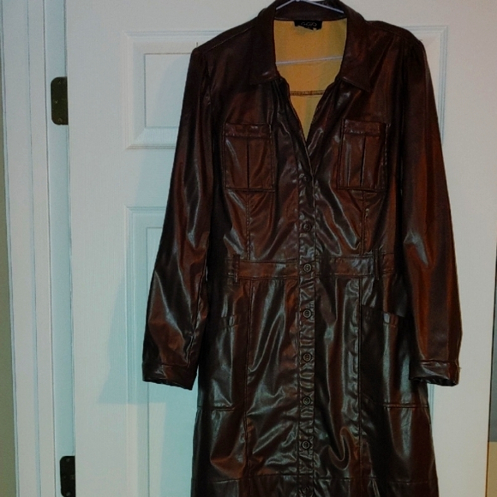 Faux Leather long sleeve dress. Versatile look, can be worn as a jacket too!